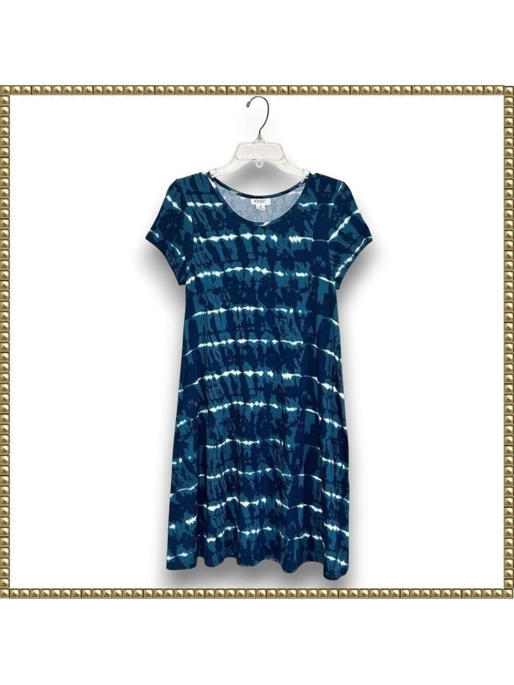 Exist Blue White Tie Dye A Line Dress Medium